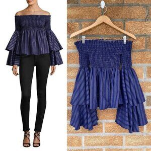 Caroline Constas     Appolonia Smocked Tiered Top SIZE XS